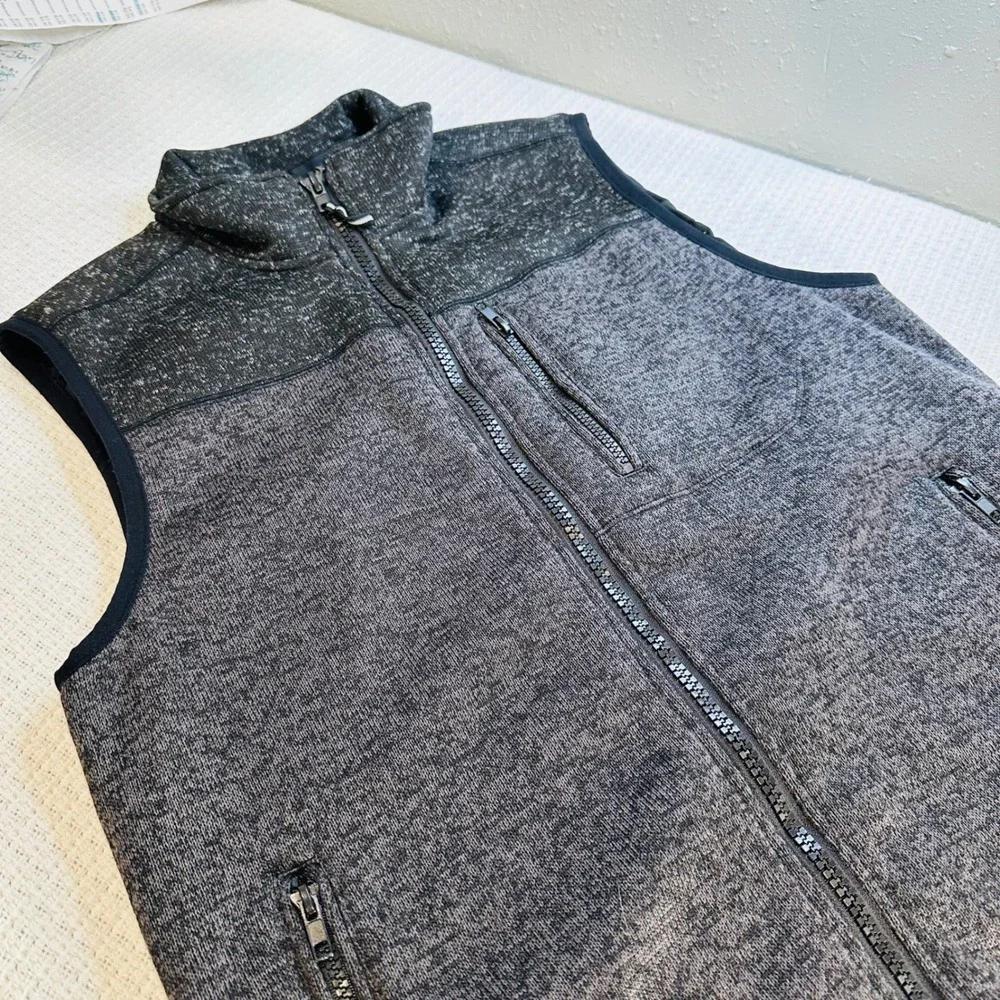 FLAG & ANTHEM Men's Vest Heathered Grey‎ Fleece Zip Up Pockets - Size M, casual